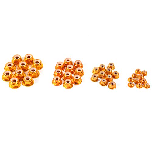 EVTSCAN 10 Stück M5 Nyloneinsatz Selbstsichernde Aluminiummuttern Sechskantmuttern Gold