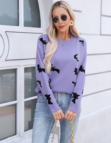Image of Womens Cute Heart Sweater Crew Neck Long Sleeve Pullover Valentines Sweater