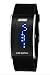 Fanmis Blue LED Light Jelly Sports Watch Black Silicone Strap Silver Case Men's Ladies Wrist Watch