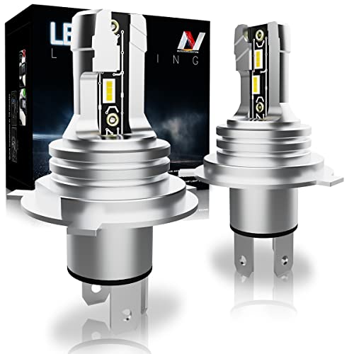 NUVISION LIGHTING NVL-SPG-H4 Pair H4 LED Headlight Bulbs Fanless & Compact 2400LM 50W 300% Brighter LED Headlights Conversion Kit High/Low Beam IP67 Rated 6500K White Pack of 2