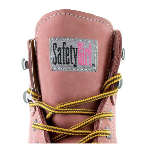 Image of Safety Girl Steel Toe Boots for Women - Pink - 9M | Water Resistant Women's Fusion Work Boots | Leather Work Boots | Rugged Goodyear Welt Construction | Oil Resistant Outsoles & Cushioned Insoles