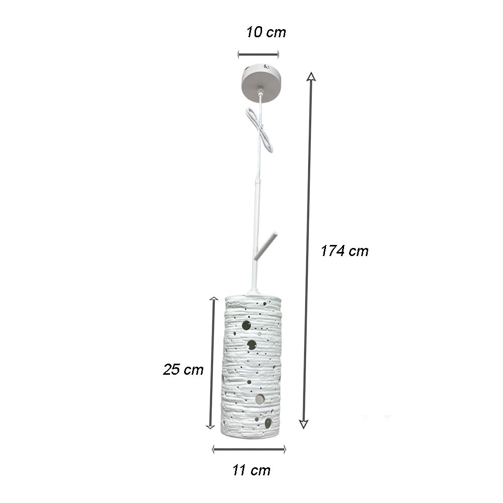 Vetrineinrete® Lampadario in ceramica traforata lampada pendente E27 da tavolo punto luce illuminazione soggiorno camera da letto