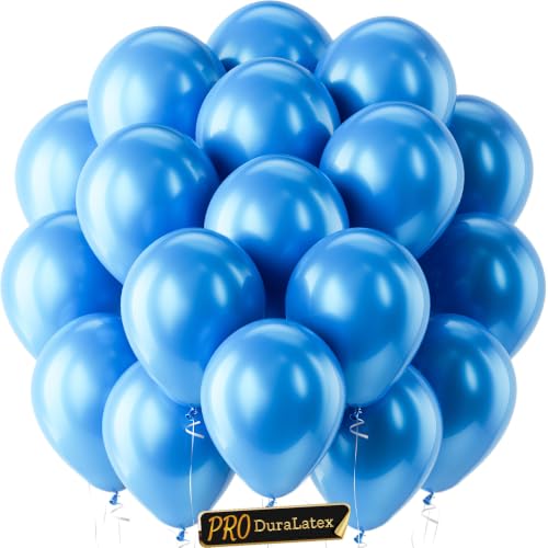 Image of Bezente Pro Duralatex Pearl Blue Extra-Thick Balloons 120 Pack 10 inch | Pearl Sky Blue Balloons for Graduation Birthday Gender Reveal Wedding Anniversary Under The Sea Theme Party Decorations