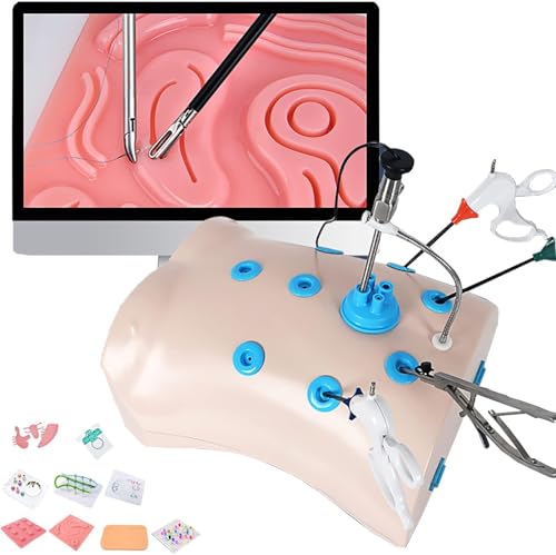 UIGJIOG Kit de simulador cirugía laparoscópica Training Box,Kit simulador quirúrgico 10 módulos Entrenamiento,4 Herramientas quirúrgicas,imágenes HD,Adecuado formación Estudiantes Medicina