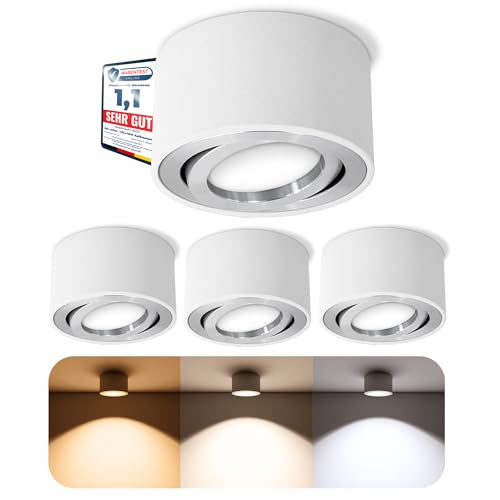 SSC-LUXon CELI-1W 4er Set LED Aufbauspot dimmbar - 3-in-1 Lichtfarbe...