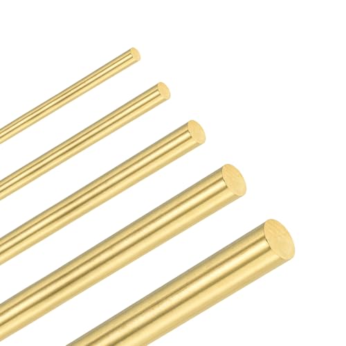 M METERXITY 5-Pack Brass Rod, 1-2.5mm Dia 7.87" H59 Solid Brass Round Rods for Knife Handle Pins Material Knife Making Supplies/Shaft Pins Crafts/Model DIY, Lathe Rivet Dowel Stock Tube