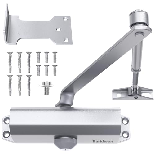 Baridwon Commercial Grade Hydraulic Door Closer Large Size, Heavy Duty No Slam with Hold Open, Silver by Baridwon - Used condition - US$38.70