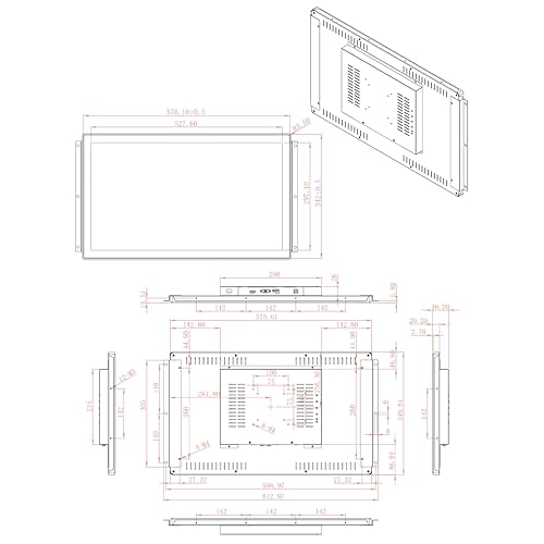 Image of VSDISPLAY 23.8'' 1920x1080 Industrial Touch Monitor IP65 Front Waterproof | IPS LCD Display,10-Point Capacitive Touch, with H /D VGA Interface for Industrial Outdoor Kiosk Use