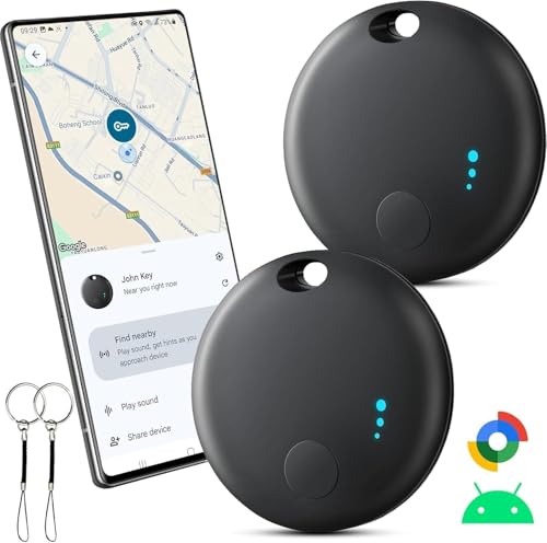Air Smart Tracker, Android Smart Tracker Tag, Google Localizador Funciona con Find Hub App, Buscadores de Brtículos Bluetooth SmartTag Tracker para Llaves,Bolsas,Equipaje,Mascotas (Negro, 2 Pack)