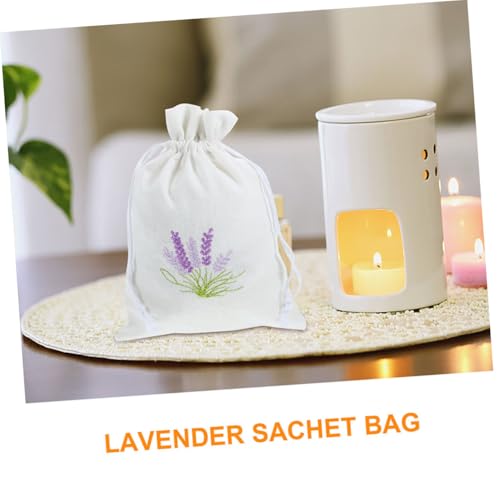Bolsa de Algodón con Cordón Bordada Lavanda para Almacenaje miniatura 3