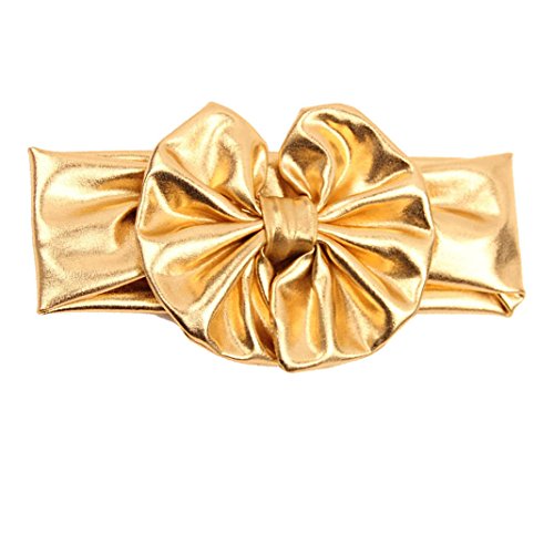 JustMyDress Baby Girls Bronzing Gilding Headband Floppy Metallic Messy Big Bows HeadWrap JA61 (Gold)3