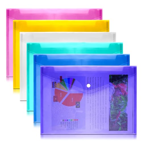 Opiniones y reviews de Plastico verde , tabla con los diez mejores. 47 Carpeta de Plástico, A4 Sobres Folder Transparentes Plastico con Botón A Presión, 6 Piezas Carpeta de Color Transparente para Organizar La Escuela, El Hogar, El Trabajo y La...