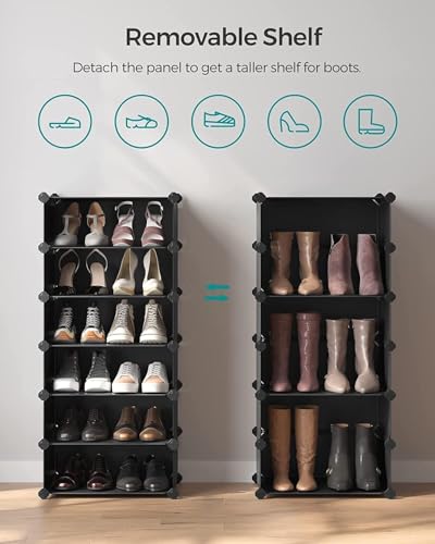 Image of Sunderlook Shoe Rack Plastic for Home- Slipper Stand, Professional Shoe Stand, Chappal Stand, Multipurpose Foldable Standing Comfort Runner Shoe Rack with Door (Charcoal Grey, 6 Shelf 2 Door)