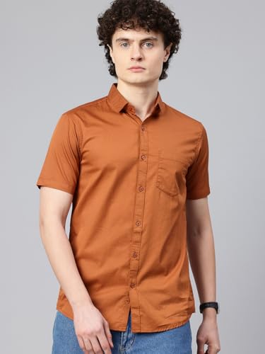 Image of Majestic Man Slim Fit Pure Cotton Half Sleeve Solid Casual Shirt