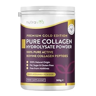 Nutravita Polvere di Collagene 500g - Peptidi di Collagene Idrolizzato Tipo 1-50 Porzioni - Integratore di Colageno Bovino con 8 Aminoacidi - Non Aromatizzato - Collagene da Bere
