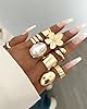 YEEZII 20 Pcs Gold Rings Set for Women, Chunky Statement Flower Finger Midi Rings, Big Boho Stacking Rings Pack Trendy Stuff Jewelry Gift #2