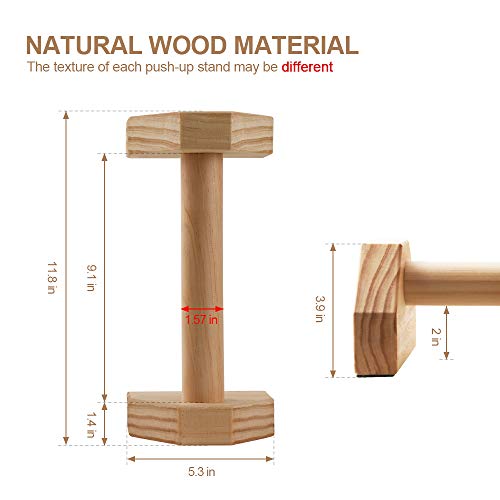 Airogym Push-Up Stand, 2 Pcs Wood Pushup Bars Non-Slip Base Exercise Home Workout Equipment, 12 In Wooden Parallettes Handle Stands Grip For Men Strength Training, Planks Calisthenics Fitness Muscle #TOP1