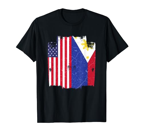 Demi drapeau philippin moitié américain USA Philippines Fierté T-Shirt