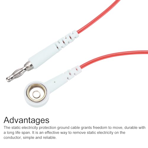 Image of MECCANIXITY ESD Grounding Cable Cord 250cm /98 Inch Long,Anti-Static Ground Wire Cable Lantern Tip + Buckle for Eliminate Conductor Electrostatic,Pack of 3(Red)