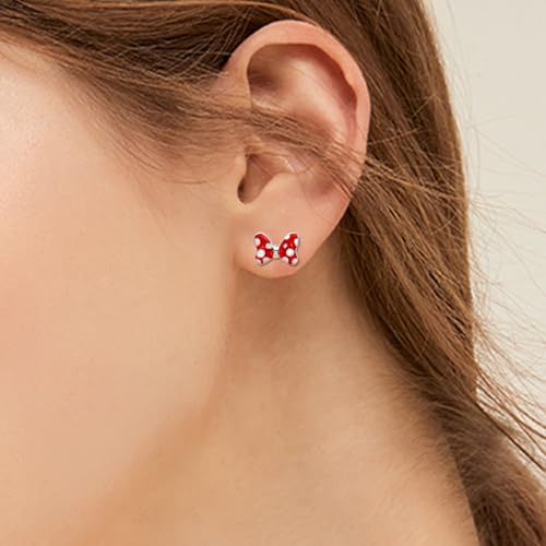 Red Bow Earrings Sterling Silver Red Mouse Bowknot Stud Earrings Cute Dainty Sweet Lucky Cute Animal Jewelry Gifts for Women Daughter Birthday4
