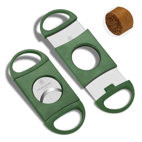 Taglierina per sigari con lama affilata, acciaio inossidabile e ghigliottina per sigari Plsatic Double Enlarge taglio in 62.5 ring gauge per casa ed esterno (verde)