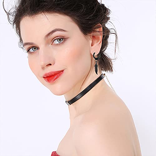 T-Ztoss Stainless Steel Punk Drop Dangle Hinged Earrings Feather Gothic Mens Earring Black Huggie Hoop Earrings For Men And Women Girls Wearing Jewelry (Gun Black) #TOP3