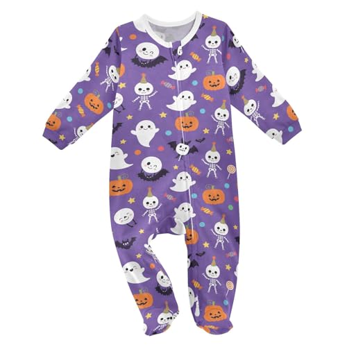Emelivor Halloween Cute Skeleton Unisex Baby Newborn One-Piece Pajamas Cotton Sleepwear Outfits for Boys Girls
