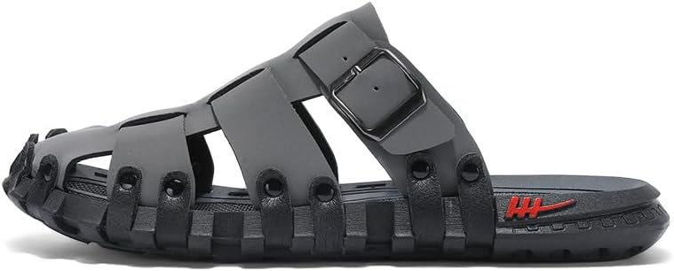 Mens Leather Beach Slides Sandals For Men Closed Toe Hiking Outdoor Athletic Casual Walking Sandals Water Shoes Summer Fisherman