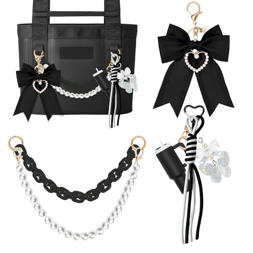Image of Tote Bag Accessories for YETI Camino 20 /35 /50 Bogg Bags Pearl Bow Black