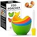 YomiFamily 4 Pack Silicone Egg Poacher Cups with Ring Standers, Nonstick Egg Poaching Cups for Air Fryer, Baking oven or Stovetop Cooking, BPA Free