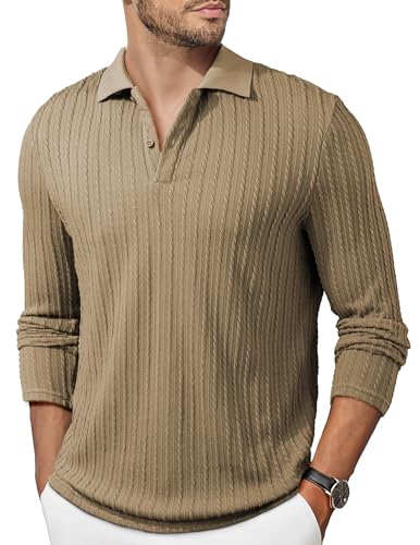 Image of JMIERR Mens Casual Polo Shirt Summer Short Sleeve Vacation Button Beach Knit Stretchy Golf Shirts