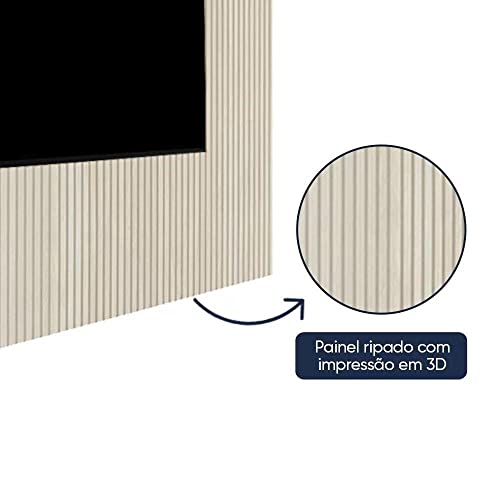 Painel para Tv até 85 Polegadas Impressão Ripada com Led Requinte 220cm Gelius Móveis Off White Ripa