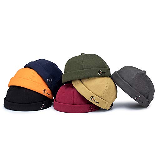 Croogo Docker Hats For Men Rolled Brimless Cap Fishing Watch Cap Hip Hop Dancing No Brim Hat Round Beanie Hat,Orange-Og01 #TOP5