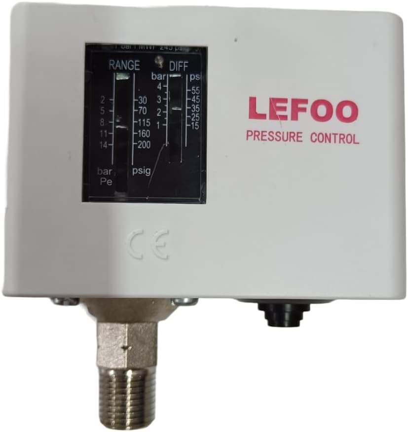 LEFOO Air Pressure Control Switch For Refrigeration Compressors & Air Compressors Range 2 to14 Bar LF5514 (LF5514)
