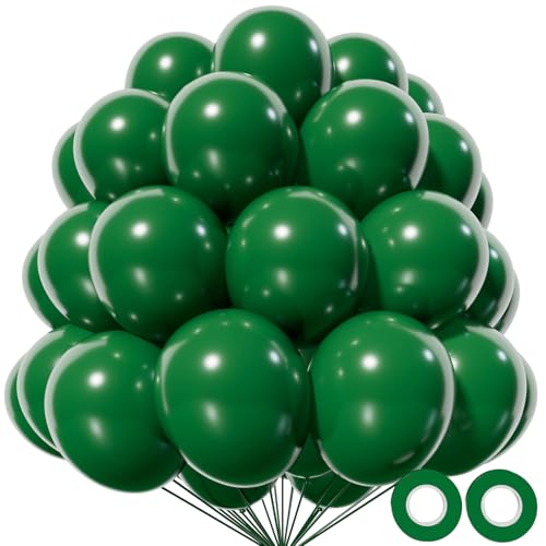 Image of Dark Green Balloon 12 Inch, 110pcs Latex Party Balloons Helium Bright Color for Birthday Baby Shower Wedding Party Supplies Arch Garland Decoration