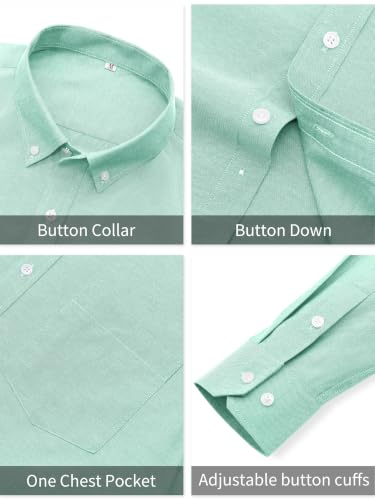 GIANZEN Grade 3.5 Wrinkle-Resistant Men's Light Blue Green Lightweight Oxford Dress Shirts Long Sleeve Casual Pocket Shirt Light Blue Green Size XXL — view 6