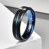 NUNCAD Men's Rings I Love You Wedding Ring 6mm Black Blue Tungsten Carbide Ring for Men Two-Tone Simple Band with Groove Size N #3