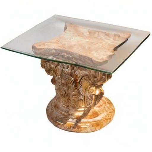 Antikes Wohndesign Couchtisch Wohnzimmertisch Glastisch Säulentisch – Bild 8