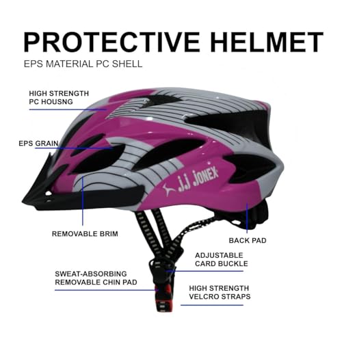 Image of JJ Jonex Adjustable Cycling & Skating Helmet with Detachable Visor | Light Weight | Adjustable Strap with Comfortable Chin Padding | Blue | Medium Size | (Green, Small)