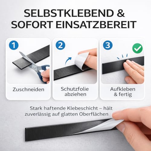 TK Gruppe Timo Klingler 3 Meter Magnetklebeband Magnetstreifen Metallband Magnetfolie Band Klebeband Magnet Magnetband Klebestreifen selbstklebend