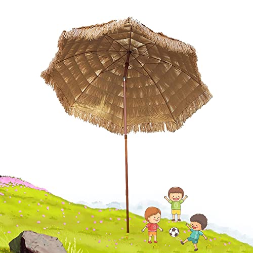 Sombrilla de Playa y jardín de 180 cm, Sombrilla de Paja para Playa, Puede Inclinarse para La Playa/Piscina/Patio Paraguas Protector Solar, Estilo Hawaiano Cover