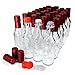 Hot Sauce Woozy Bottles Empty 5 Oz Complete Sets of Premium Commercial Grade Clear Glass Dasher Bottle with Shrink Capsule, Leak Proof Screw Cap, Snap On Orifice Reducer Dripper Insert (Red 30 Sets)