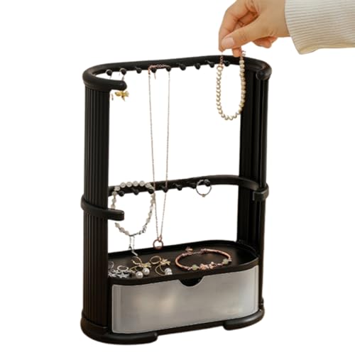Organizador de joyas, soporte para joyas, colgante de tres niveles, organizador de joyas, para tocador, mesa de baño, pendientes, pulsera, reloj, dormitorio, armario,