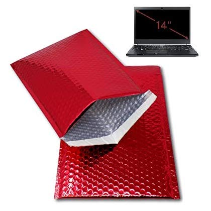 TALINA 10PCS LARGE Poly Mailer Envelope Bag Self Seal BUBBLE Padded Gift Bags Water Resistant 38x46+6cms METALLIC RED