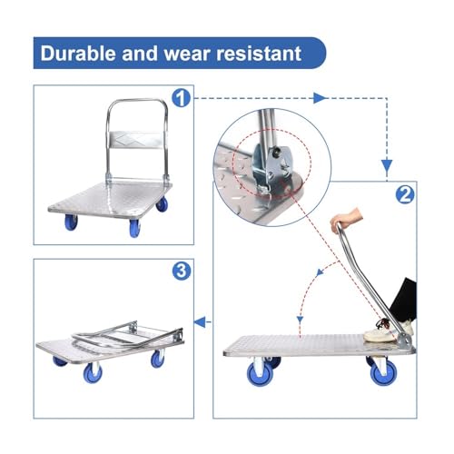Carretilla plegable de acero con plataforma grande miniatura 5
