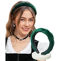 DIRNDLSTERN Geflochtener Trachten Haarreifen Damen - Haarschmuck Haarreif Dirndl Samt Oktoberfest Accessoires Dunkelgrün