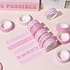 BkeeCten 12pcs Pink Bow Washi Tape, Trendy Watercolor Pink Bow Cherry Preppy Aesthetic Decorative Tape, Cute Bowknot Heart Buffalo Plaid Artistic Tape for DIY Craft Scrapbook Wrapping Decor #3