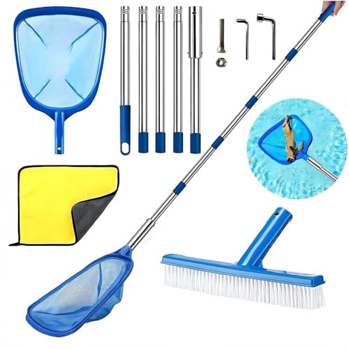 Retino per piscina con asta telescopica, lunghezza 225 cm, retino