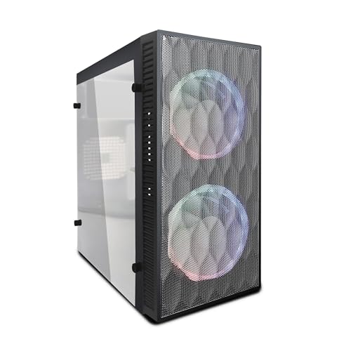 Image of Frontech Rainbow Silver Premium Computer Cabinet, Dual 120mm Rainbow Fans, USB 3.0, Optimised Airflow, Transparent Side Panel - Silver Premium Range (FT-4336)