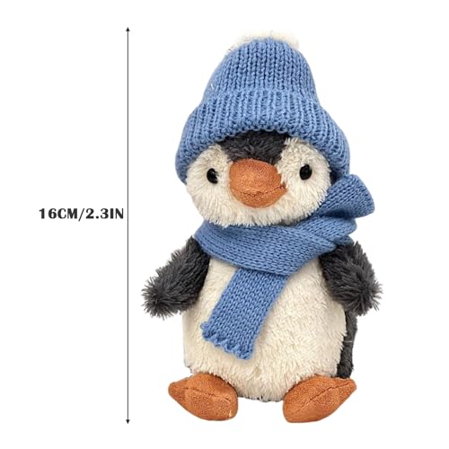 JcvPot Kuscheltier Pinguin 3er Set, 16 cm Weiches Stofftier mit Mütze und Schal, Ideal für Kinder und Erwachsene, Niedliches Geschenk für Geburtstage und Weihnachten